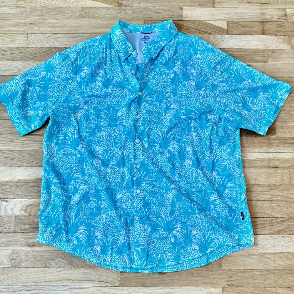 Izod Hawaiian Pineapple Button Down Shirt - 2XLT